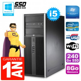 PC Tour HP Compaq 8200 Core I5-2400 Ram 8Go Disque 240Go SSD Graveur DVD Wifi W7