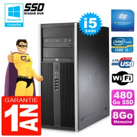 PC Tour HP Compaq 8200 Core I5-2400 Ram 8Go Disque 480Go SSD Graveur DVD Wifi W7