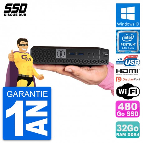 Mini PC Dell OptiPlex 7040 Micro G4400T RAM 32Go SSD 480Go HDMI Windows 10 Wifi