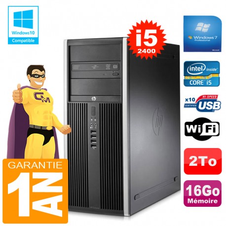 PC Tour HP Compaq 8200 Core I5-2400 Ram 16Go Disque 2 To Graveur DVD Wifi W7