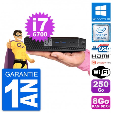 Mini PC Dell 7040 Micro Intel i7-6700T RAM 8Go Disque 250Go HDMI Windows 10 Wifi