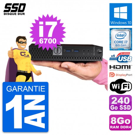 Mini PC Dell 7040 Micro Core i7-6700T RAM 8Go SSD 240Go HDMI Windows 10 Wifi