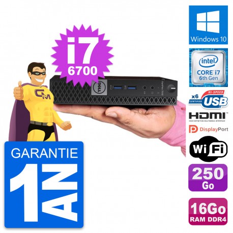 Mini PC Dell 7040 Micro Core i7-6700T RAM 16Go Disque 250Go HDMI Windows 10 Wifi