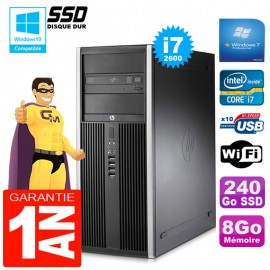 PC Tour HP Compaq 8200 Core I7-2600 Ram 8Go Disque 240Go SSD Graveur DVD Wifi W7