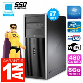 PC Tour HP Compaq 8200 Core I7-2600 Ram 8Go Disque 480Go SSD Graveur DVD Wifi W7