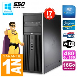 PC Tour HP Compaq 8200 Core I7-2600 Ram 16Go Disque 480Go SSD Graveur DVD Wifi W7