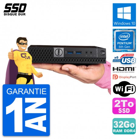 Mini PC Dell OptiPlex 5050 Micro G4400T RAM 32Go SSD 2To HDMI Windows 10 Wifi