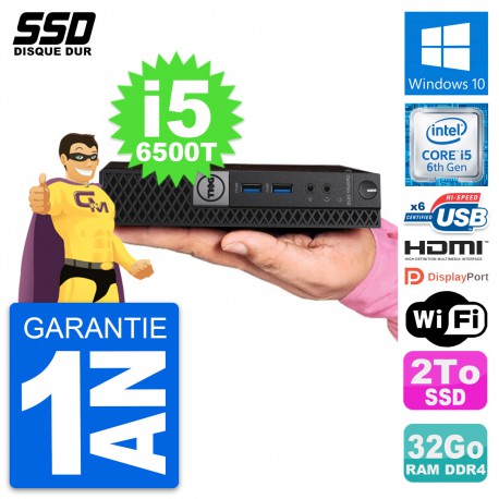 Mini PC Dell OptiPlex 5050 Micro i5-6500T RAM 32Go SSD 2To HDMI Windows 10 Wifi