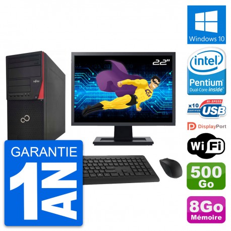 PC Tour Fujitsu P920 Ecran 22" Intel G3220 RAM 8Go Disque 500Go Windows 10 Wifi