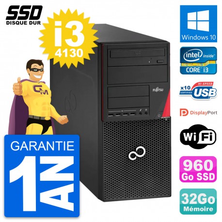PC Tour Fujitsu Esprimo P920 Intel i3-4130 RAM 32Go SSD 960Go Windows 10 Wifi