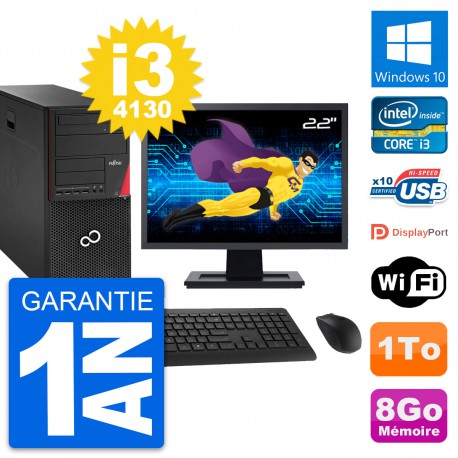 PC Tour Fujitsu P920 Ecran 22" Intel i3-4130 RAM 8Go Disque 1To Windows 10 Wifi