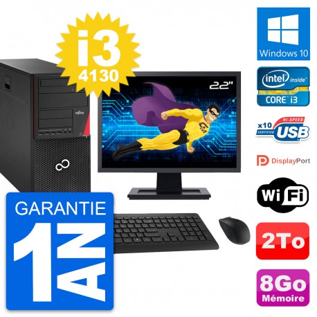 PC Tour Fujitsu P920 Ecran 22" Intel i3-4130 RAM 8Go Disque 2To Windows 10 Wifi