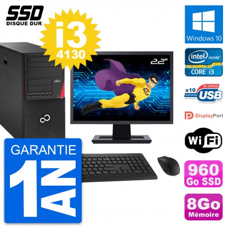 PC Tour Fujitsu P920 Ecran 22" Intel i3-4130 RAM 8Go SSD 960Go Windows 10 Wifi