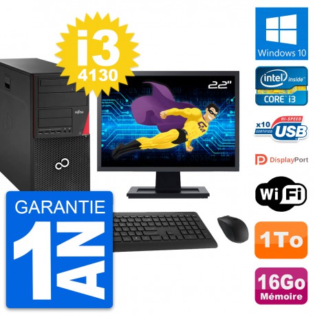 PC Tour Fujitsu P920 Ecran 22" Intel i3-4130 RAM 16Go Disque 1To Windows 10 Wifi