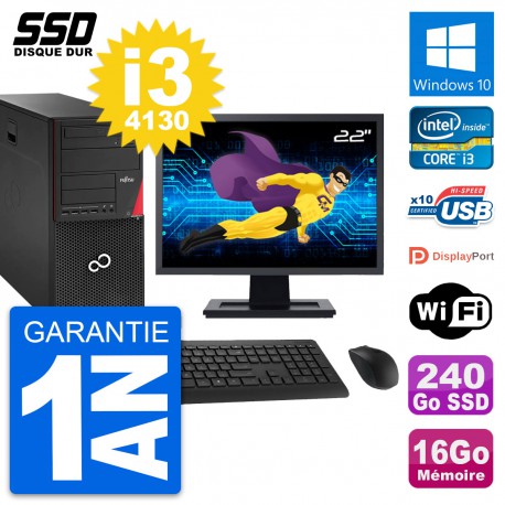 PC Tour Fujitsu P920 Ecran 22" Intel i3-4130 RAM 16Go SSD 240Go Windows 10 Wifi