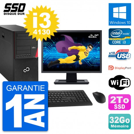 PC Tour Fujitsu P920 Ecran 22" Intel i3-4130 RAM 32Go SSD 2To Windows 10 Wifi