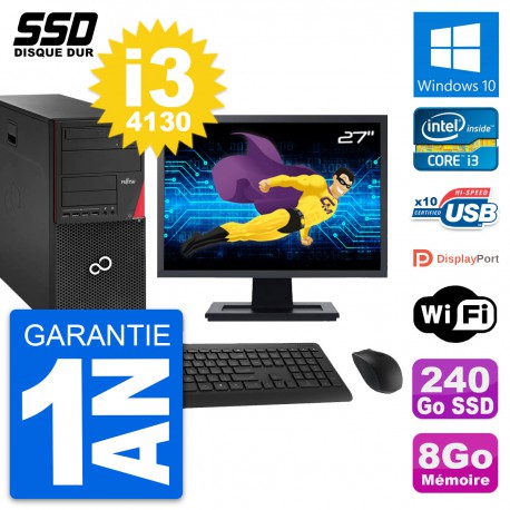 PC Tour Fujitsu P920 Ecran 27" Intel i3-4130 RAM 8Go SSD 240Go Windows 10 Wifi
