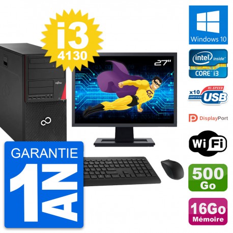 PC Tour Fujitsu P920 Ecran 27" i3-4130 RAM 16Go Disque 500Go Windows 10 Wifi