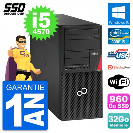 PC Tour Fujitsu Esprimo P920 Intel i5-4570 RAM 32Go SSD 960Go Windows 10 Wifi