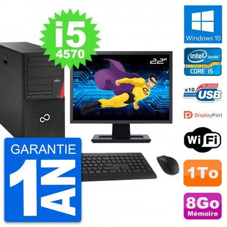 PC Tour Fujitsu P920 Ecran 22" Intel i5-4570 RAM 8Go Disque 1To Windows 10 Wifi
