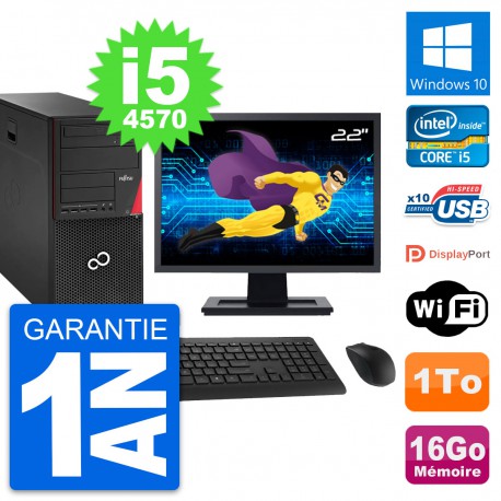 PC Tour Fujitsu P920 Ecran 22" Intel i5-4570 RAM 16Go Disque 1To Windows 10 Wifi