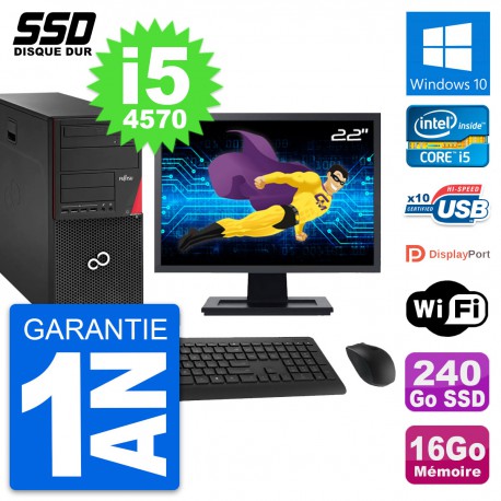 PC Tour Fujitsu P920 Ecran 22" Intel i5-4570 RAM 16Go SSD 240Go Windows 10 Wifi