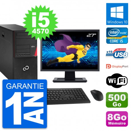 PC Tour Fujitsu P920 Ecran 27" Core i5-4570 RAM 8Go Disque 500Go Windows 10 Wifi