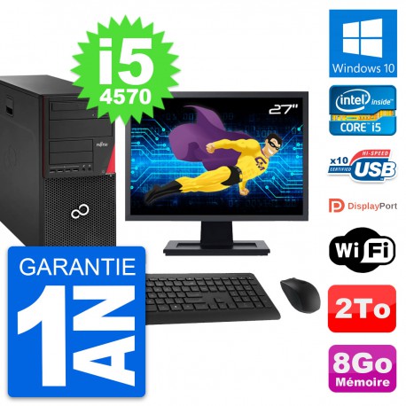 PC Tour Fujitsu P920 Ecran 27" Intel i5-4570 RAM 8Go Disque 2To Windows 10 Wifi