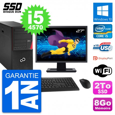 PC Tour Fujitsu P920 Ecran 27" Intel i5-4570 RAM 8Go SSD 2To Windows 10 Wifi