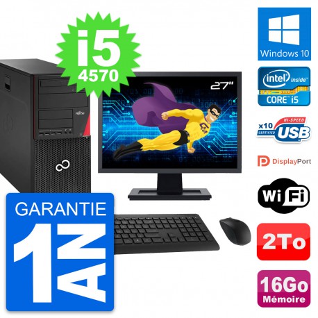 PC Tour Fujitsu P920 Ecran 27" Intel i5-4570 RAM 16Go Disque 2To Windows 10 Wifi