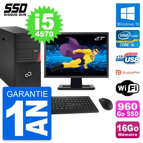 PC Tour Fujitsu P920 Ecran 27" Intel i5-4570 RAM 16Go SSD 960Go Windows 10 Wifi