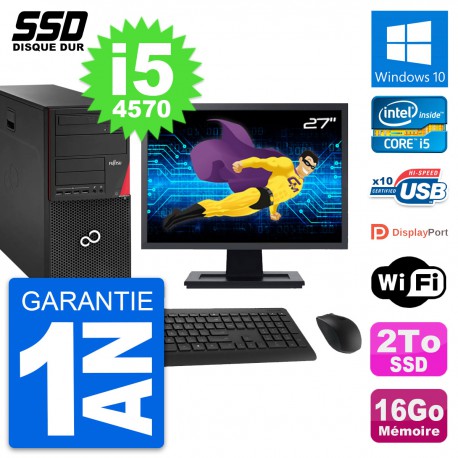 PC Tour Fujitsu P920 Ecran 27" Intel i5-4570 RAM 16Go SSD 2To Windows 10 Wifi