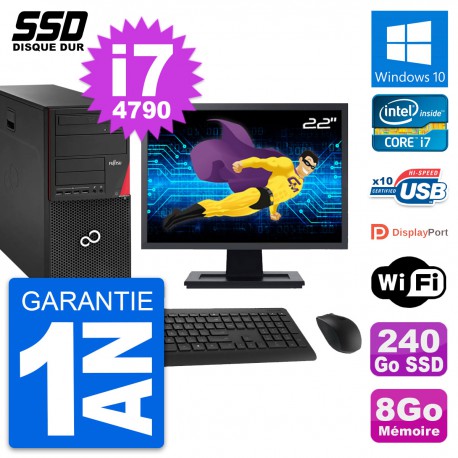 PC Tour Fujitsu P920 Ecran 22" Intel i7-4790 RAM 8Go SSD 240Go Windows 10 Wifi