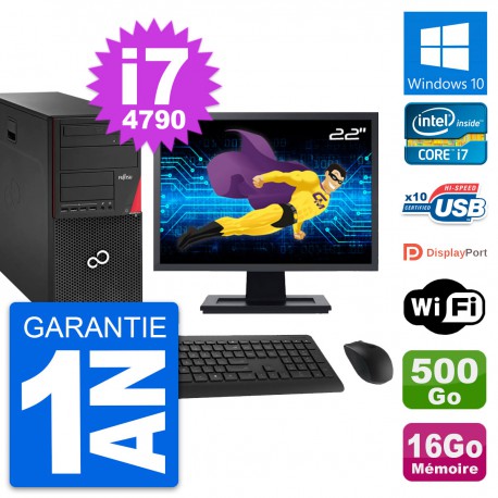 PC Tour Fujitsu P920 Ecran 22" i7-4790 RAM 16Go Disque 500Go Windows 10 Wifi