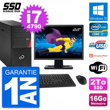 PC Tour Fujitsu P920 Ecran 22" Intel i7-4790 RAM 16Go SSD 2To Windows 10 Wifi