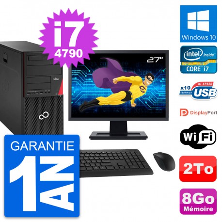 PC Tour Fujitsu P920 Ecran 27" Intel i7-4790 RAM 8Go Disque 2To Windows 10 Wifi