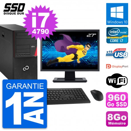 PC Tour Fujitsu P920 Ecran 27" Intel i7-4790 RAM 8Go SSD 960Go Windows 10 Wifi