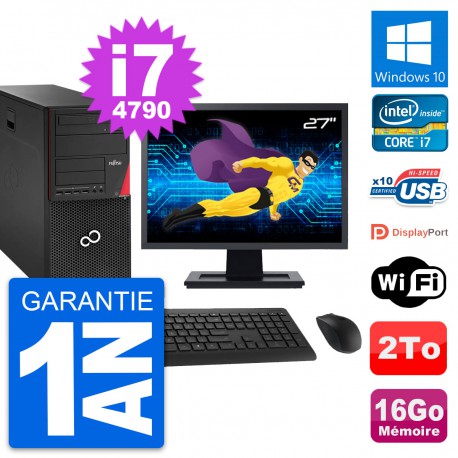 PC Tour Fujitsu P920 Ecran 27" Intel i7-4790 RAM 16Go Disque 2To Windows 10 Wifi