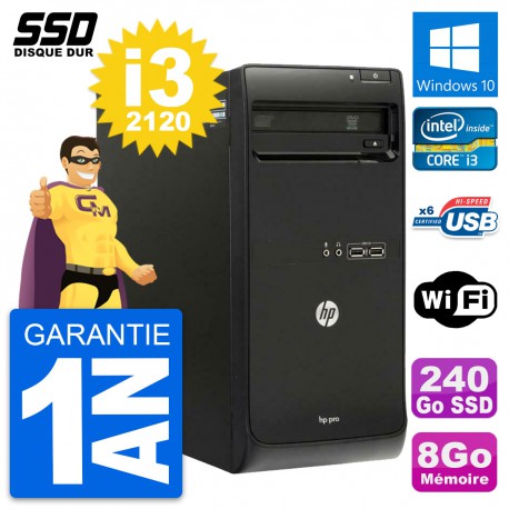 PC Tour HP Pro 3400 MT Intel Core i3-2120 RAM 8Go SSD 240Go Windows 10 Wifi