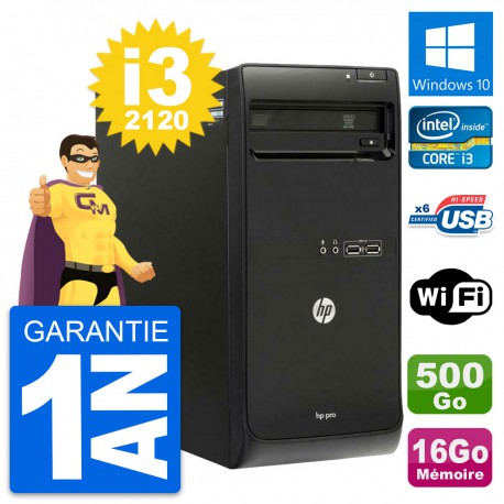 PC Tour HP Pro 3400 MT Intel Core i3-2120 RAM 16Go Disque 500Go Windows 10 Wifi