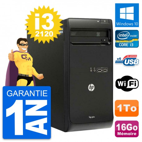 PC Tour HP Pro 3400 MT Intel Core i3-2120 RAM 16Go Disque 1To Windows 10 Wifi