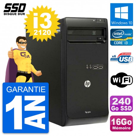 PC Tour HP Pro 3400 MT Intel Core i3-2120 RAM 16Go SSD 240Go Windows 10 Wifi