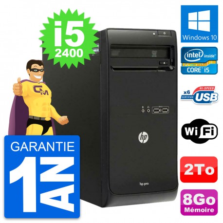 PC Tour HP Pro 3400 MT Intel Core i5-2400 RAM 8Go Disque Dur 2To Windows 10 Wifi