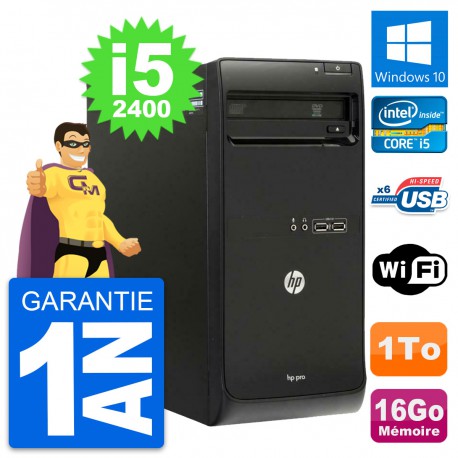 PC Tour HP Pro 3400 MT Intel Core i5-2400 RAM 16Go Disque 1To Windows 10 Wifi