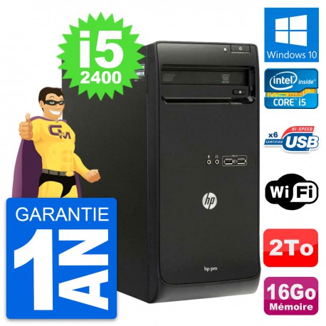 PC Tour HP Pro 3400 MT Intel Core i5-2400 RAM 16Go Disque 2To Windows 10 Wifi