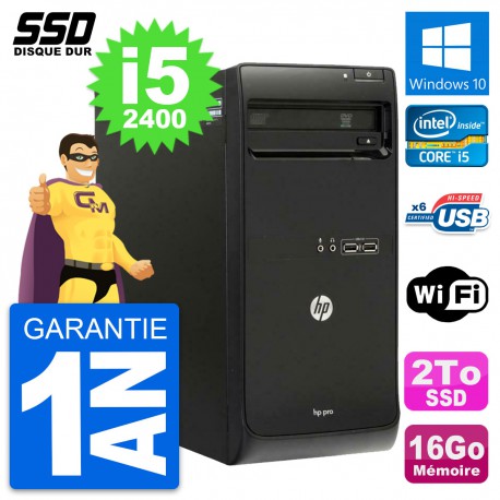 PC Tour HP Pro 3400 MT Intel Core i5-2400 RAM 16Go SSD 2To Windows 10 Wifi