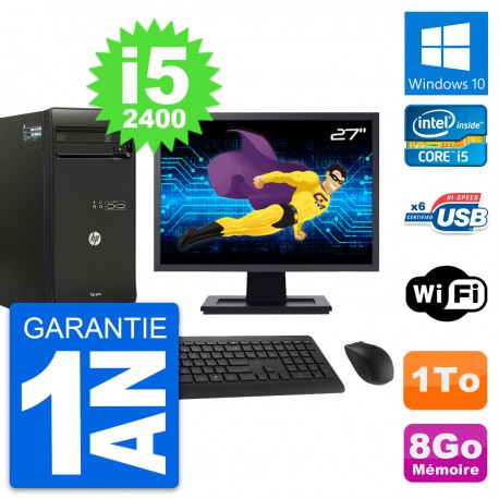 PC Tour HP Pro 3400 MT Ecran 27" Core i5-2400 RAM 8Go Disque 1To Windows 10 Wifi