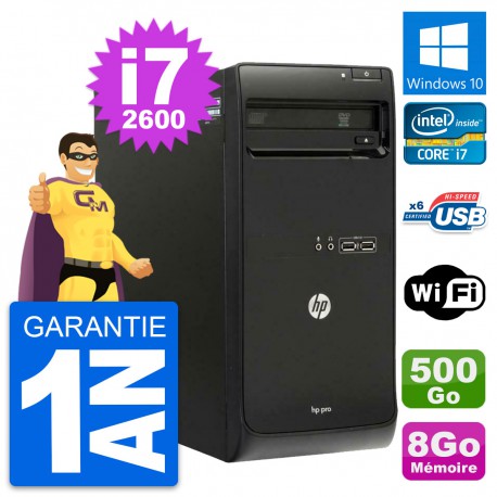 PC Tour HP Pro 3400 MT Intel Core i7-2600 RAM 8Go Disque 500Go Windows 10 Wifi