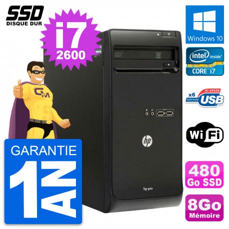 PC Tour HP Pro 3400 MT Intel Core i7-2600 RAM 8Go SSD 480Go Windows 10 Wifi