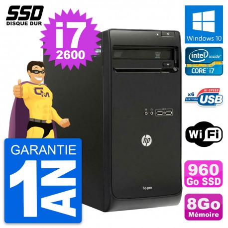 PC Tour HP Pro 3400 MT Intel Core i7-2600 RAM 8Go SSD 960Go Windows 10 Wifi